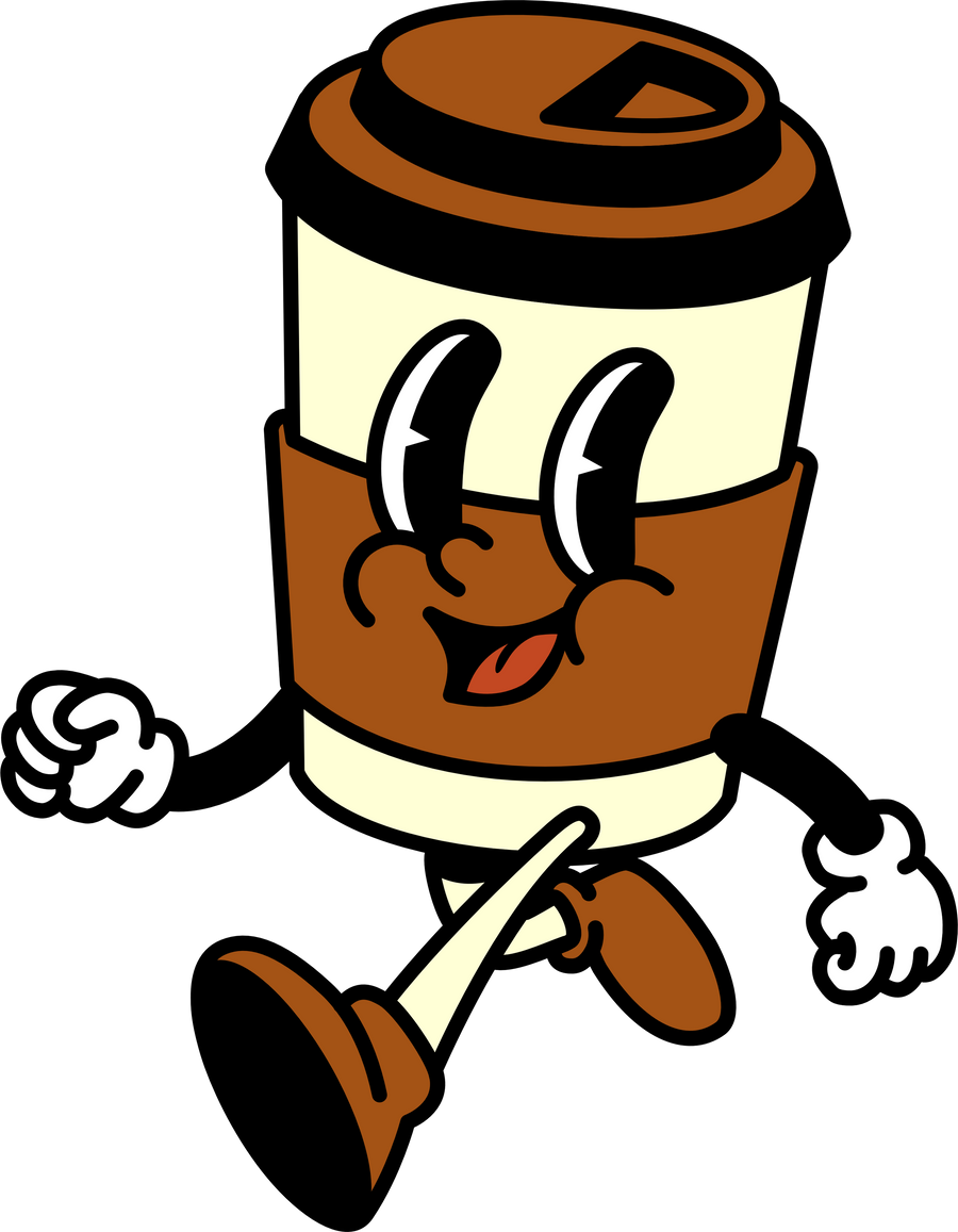 Retro Coffee Cup Take Away Character Mascot
