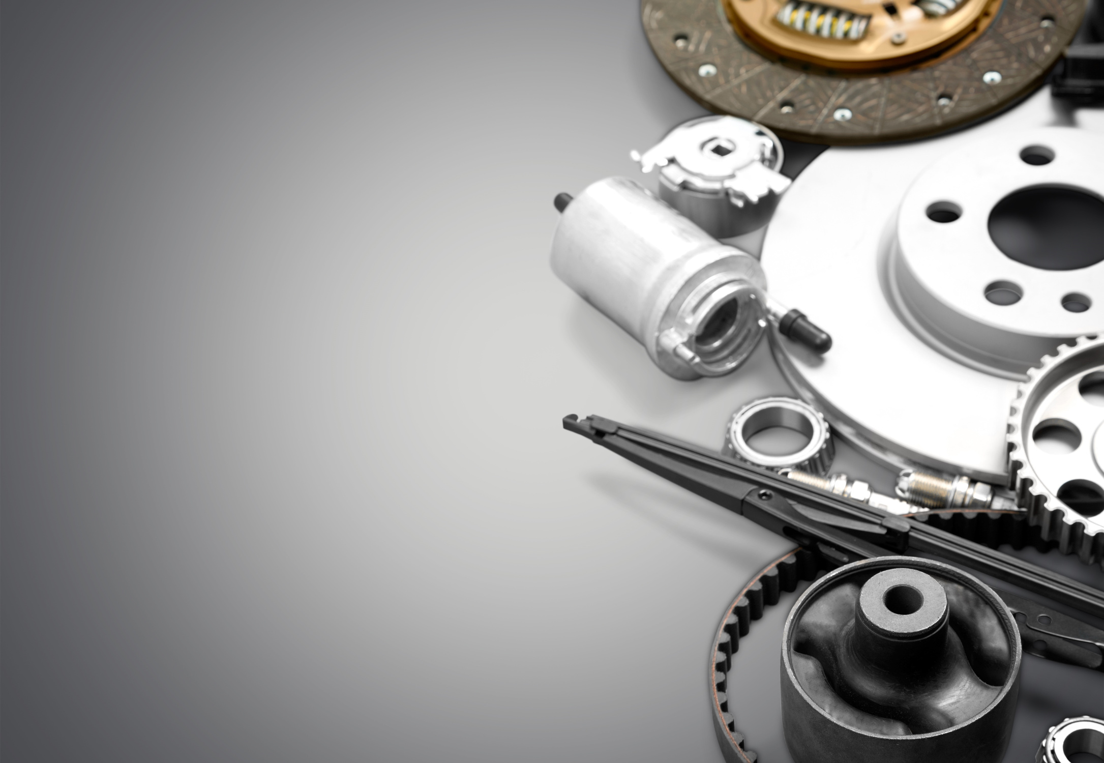 Set of  Car Parts on Background